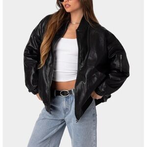 Edikted Oversized Black Bomber Jacket